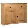 vidaXL Solid Pinewood Sideboard 93x40x80 cm Panama Range Drawer Side Cabinet