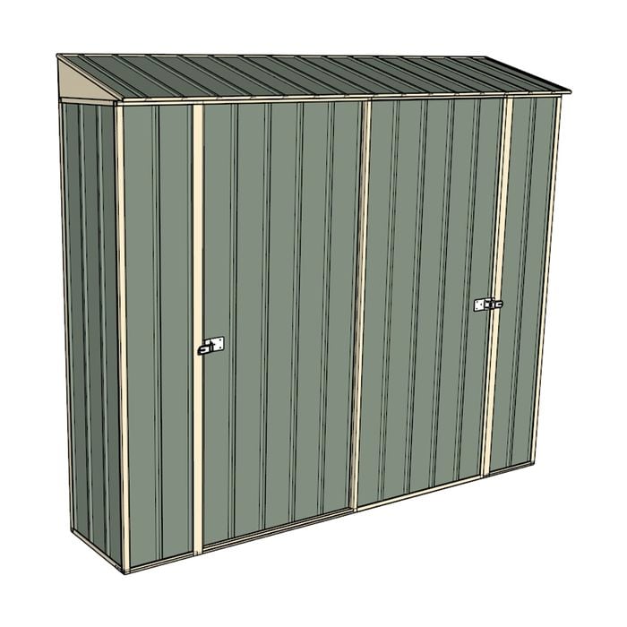Build-a-Shed 0.4 x 2.3m Double Sliding Doors Garden Locker - Green