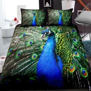 3D Blue Peacock 340 Bed Pillowcases Quilt Queen Size