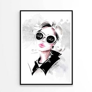 Black And White Lady with Fashion Store   Print 100% Australian Made 60 x 90cm   (Poster)