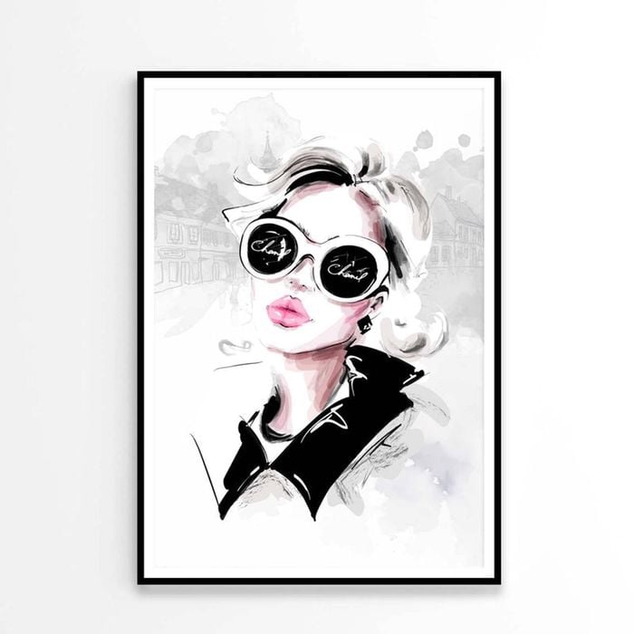 Black And White Lady with Fashion Store   Print 100% Australian Made 60 x 90cm   (Poster)