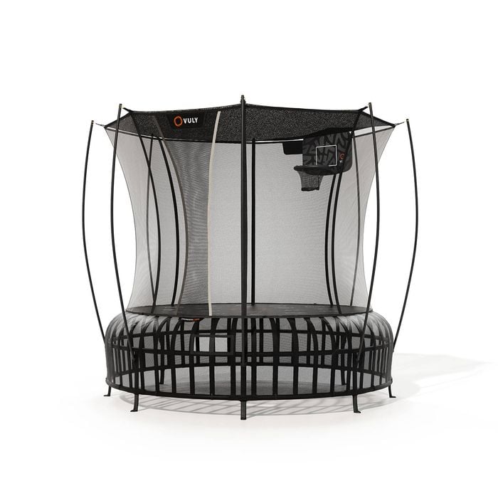 VULY Thunder 2 Pro Medium 12ft Springless Trampoline with Enclosure - Round Kids Trampolines Bundle With Shade & Basketball Hoop