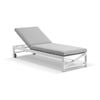 Kansas Outdoor Aluminium Sun Lounge On Wheels White & Textured Olefin Grey Cushions