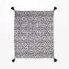 DWBH Printed Cotton Slub Throw Blanket 150x125x1cm NAVY
