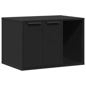vidaXL Cat Litter Box Enclosure Black 60x40x40 cm Wood
