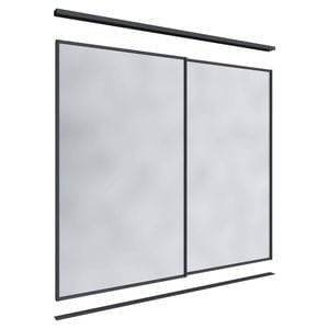Lugna 2100 x 1801-2400mm Black Mirror Wardrobe Double Sliding Doors