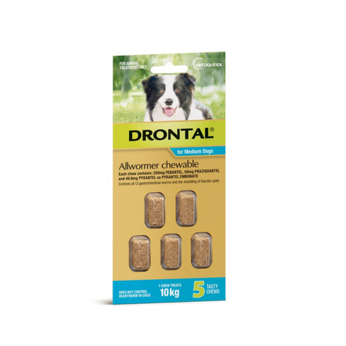 Drontal Allwormer Chew For Dogs - 10kg 5 Pack