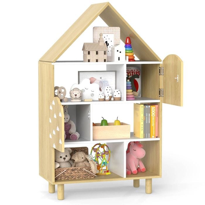 Costway Kids Bookshelf House-shaped Bookcase Toy Storage Organizer