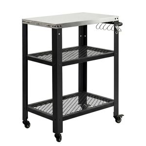 Levede Outdoor Kitchen Cart Mobile BBQ Grill Trolley Stainless Steel Prep Table