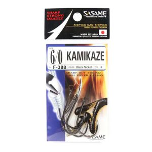 Sasame F388 Kamikaze Black Straight Shank Offset Bait Fishing Hook 6/0