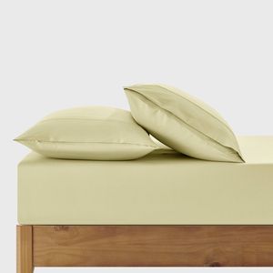 Dreamaker 400TC Premium Cotton Sateen Fitted Sheet Set Citron Double Bed