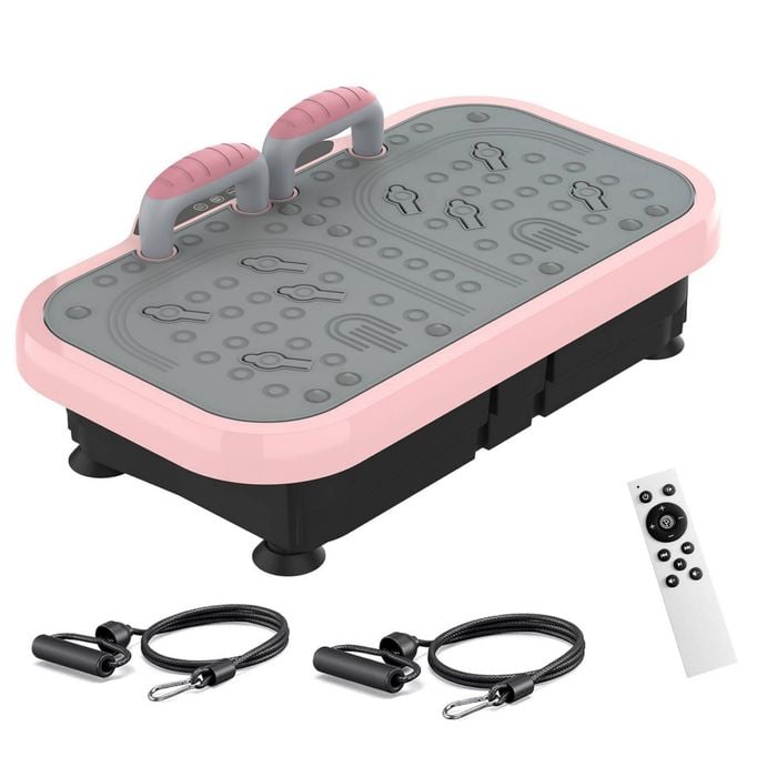 Advwin 200 Speed Vibration Plate Exercise Machine with Push-up Handles for Home - 6 Preset Workouts, 150kg Capacity Pink