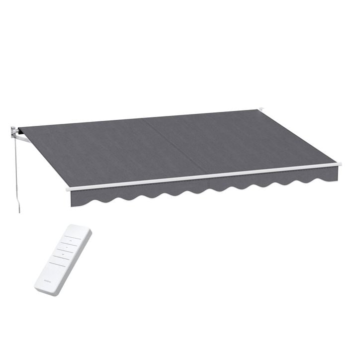 Instahut Retractable Folding Arm Awning Motorised Sunshade 4.5Mx3M Grey