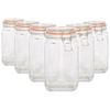 Argon Tableware Square Glass Jars with Clip-Top Lids - 1.25L - Pack of 6