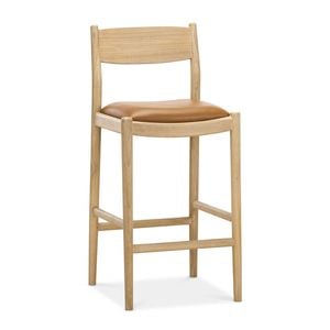 Calum High Back Counter Leather Barstool in Coco Tan