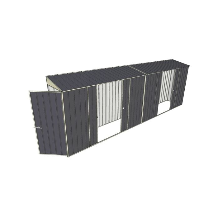 Build-a-Shed 0.8 x 6 x 2m Hinged Door Tunnel Shed with Dual Double Sliding Side Doors - Grey