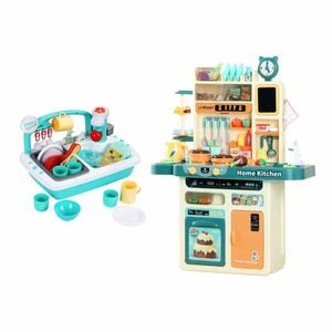 Keezi Kids Kitchen Role Play And Water-Cycle Washing Set