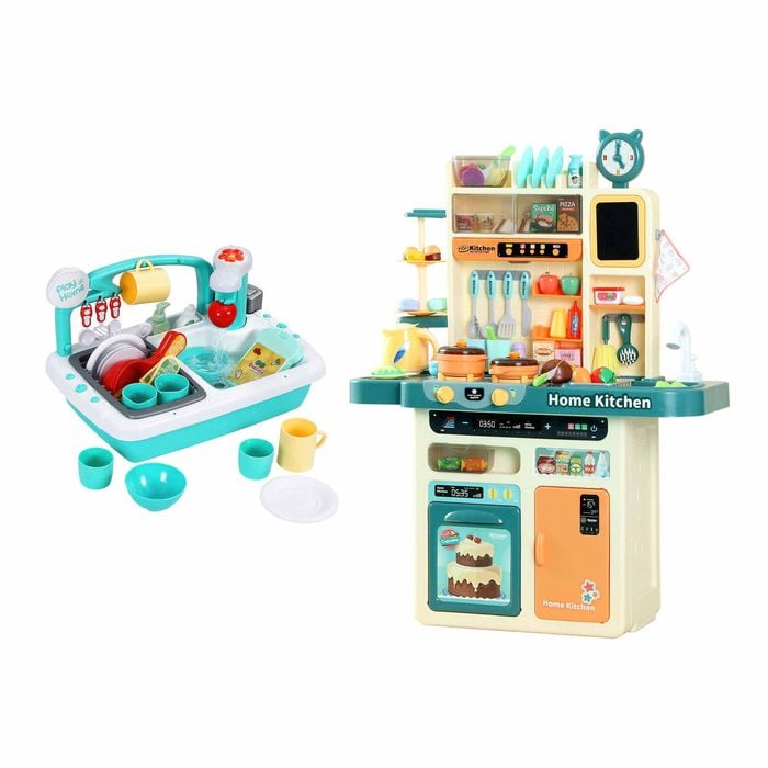 Keezi Kids Kitchen Role Play And Water-Cycle Washing Set