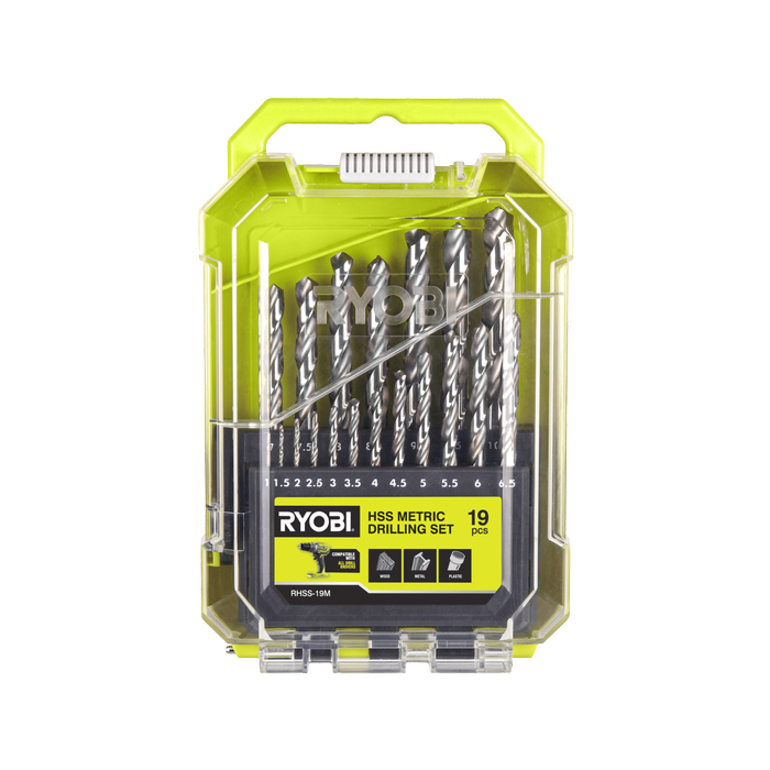 Ryobi 19 Piece Metric High Speed Steel Drill Bit Set