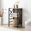 Homfurn 3 Tier Industrial Bookcase With Metal Frame And Backboard,low Rustic Brown Book Shelf,book Case For Small Spaces
