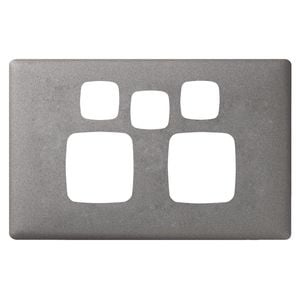 HPM Gun Metal Linea Double Powerpoint Cover Plate with Extra Switch