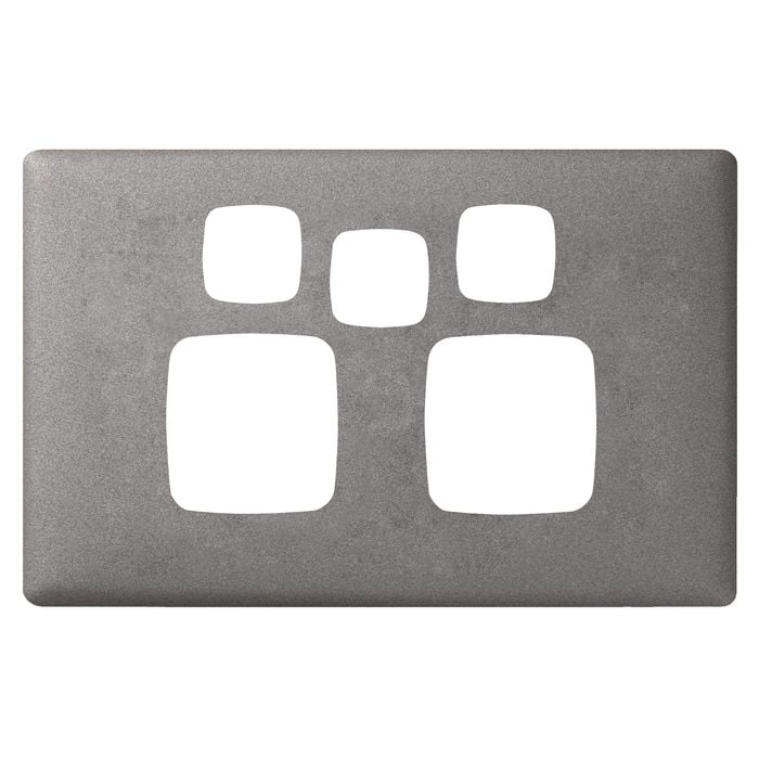 HPM Gun Metal Linea Double Powerpoint Cover Plate with Extra Switch