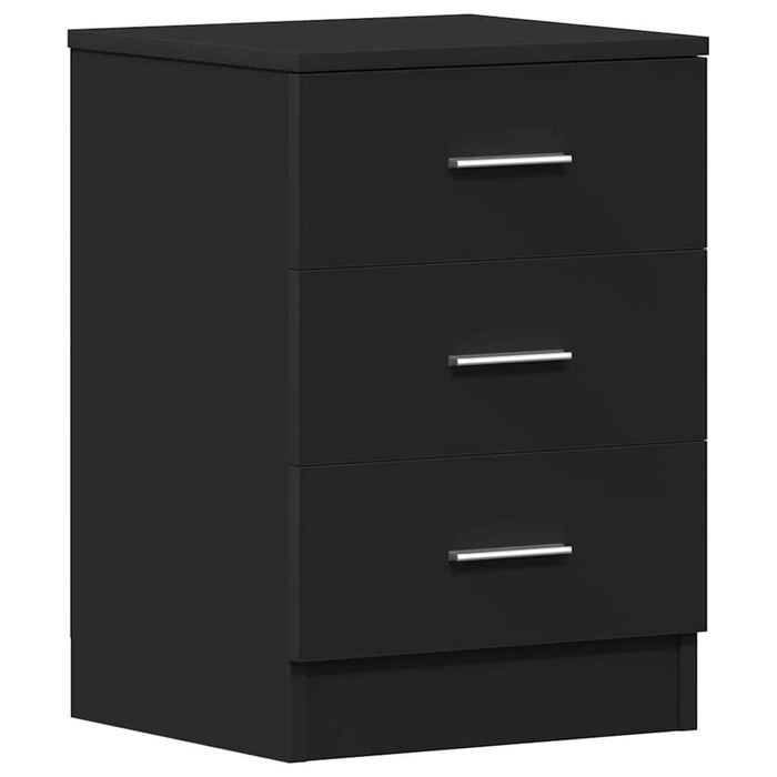 vidaXL Bedside Cabinet Black Engineered Wood Bedroom Nightstand Home Organiser