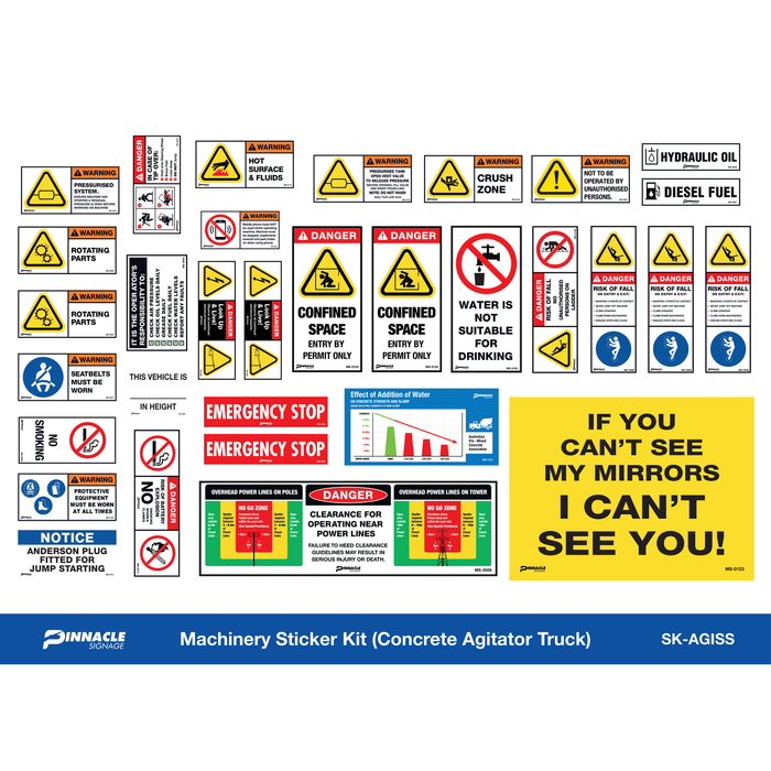 Pinnacle Concrete Agitator Truck Machinery Sticker Kit