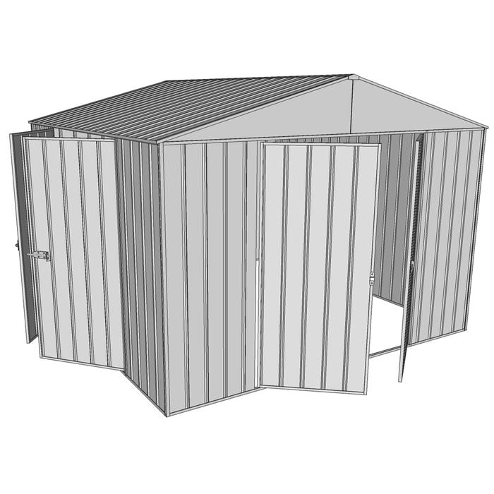 Build-a-Shed 3.0 x 3.0 x 2.3m Dual Double Hinged Door Shed - Zinc