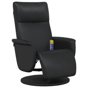 vidaXL Massage Recliner Chair with Footrest Single Sofa Black Faux Leather