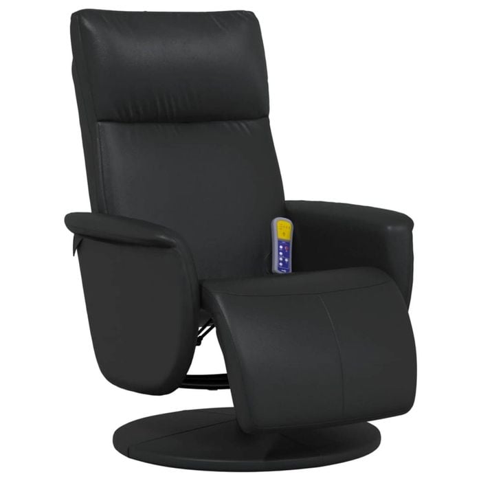 vidaXL Massage Recliner Chair with Footrest Single Sofa Black Faux Leather