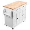 VEVOR Kitchen Island Cart White with Solid Wood Top for Storage Cabinet