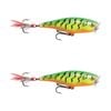 2x Rapala 9cm Skitter Pop Topwater Popper Fishing Lures - Fire Tiger