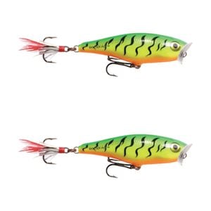 2x Rapala 9cm Skitter Pop Topwater Popper Fishing Lures - Fire Tiger