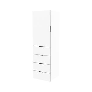 Lugna 2048 x 600 x 580mm White 3 Shelf 4 Drawers Left Hinged Door Storage Cabinet - White
