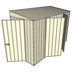 Build-A-Shed 1.2 x 3.0 x 2.0m Tunnel Shed Tunnel Hinged Door with 2 Hinged Side Doors - Cream