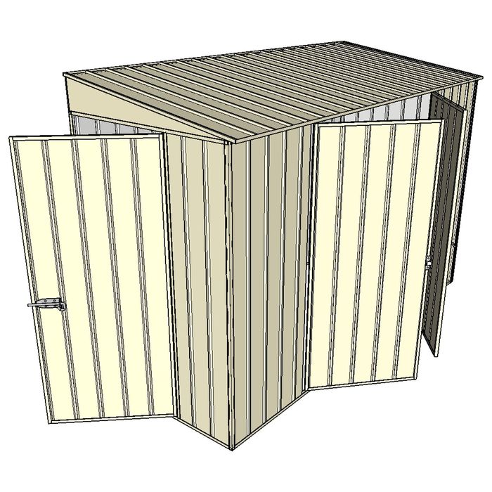 Build-A-Shed 1.2 x 3.0 x 2.0m Tunnel Shed Tunnel Hinged Door with 2 Hinged Side Doors - Cream