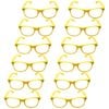 12x Yellow Party Glasses w/ Clear Lenses – Fun 80s Australia Day Costume Glasses - Yellow | Wayfarer | Sunglasses