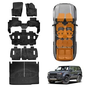 Floor Mats Boot Liner Set for Toyota Prado 250 Series 7-Seater 2024-Onwards Kick Back Seat Protector