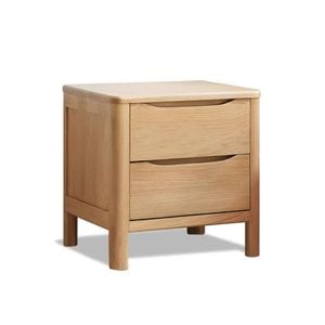 Miuz Bedside Table 2 Drawers Side Table Nightstand Storage Solid Oak Wood