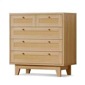 ALFORDSON 5 Chest of Drawers Storage Cabinet Rattan Wood