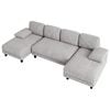 Ufurniture 280cm U-shape 4 Seater Sectional Sofa Couch W/ 2 Chaises Corduroy Upholstered Futon Couch Recliner Light Grey