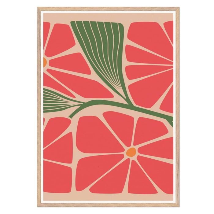 Galrie Stunning Modern Floral Art Print by Steve Simpson - Abstract Flower Design, Wood Frame, A1 60 x 84cm (23 x 33inch)