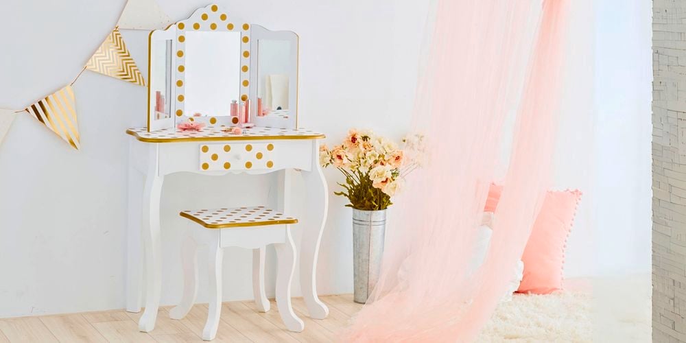 The chic
  yet playful "Gisele" Vanity.