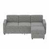 Ufurniture 197cm 3-Seater Sofa L-Shaped Sectional Lounge Corner Couch with Drawer & Storage Ottoman Corduroy Grey