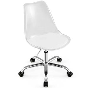Costway Clear Desk Chair Armless Rolling Office Chair Vanity Chair