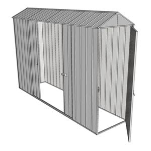 Build-a-Shed 0.8 x 3 x 2.1m Gable Single Hinged Door Shed with Double Sliding Side Door - Zinc