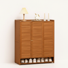 Foret Bamboo Shoe Cabinet With Louvered Doors 3-door Entryway Storage Rack
