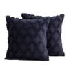 Catzon 2 Pcs Faux Wool Throw Pillow Covers Farmhouse Couch Pillowcases 45X45cm-Navy Blue