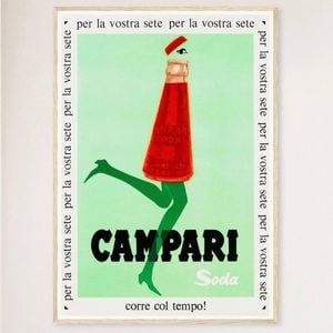 Galrie Vintage Campari Soda Poster from Italy 1968 Iconic Artwork for Home Décor, Wood Frame, A2 42 x 60cm (16 x 24inch)